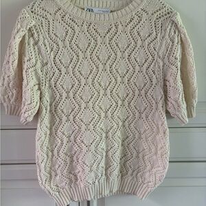 Zara Textured Cream Knit Sweater